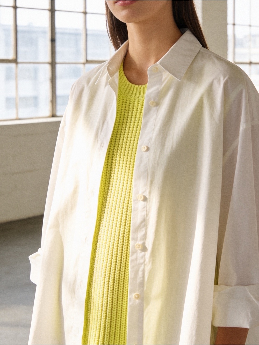 Zara | Women’s Neon Green Sleeveless Oversized Sweater | M